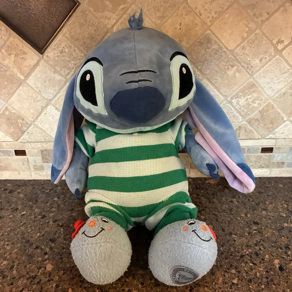 Disney Store Stitch Plush Bedtime Pajamas PJ Feet Lilo & Stitch Stuffed Animal